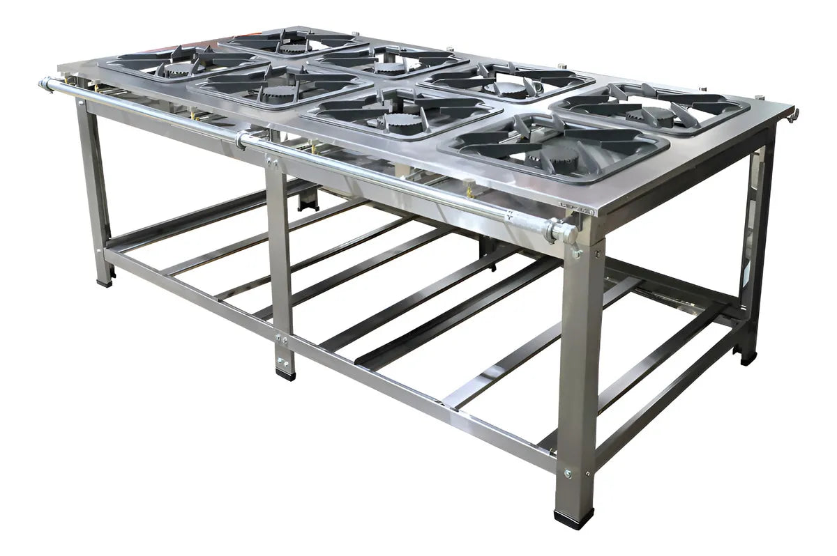Fogão 8 bocas 4 duplas 30x30 Baixa Pressão P5 - Inox