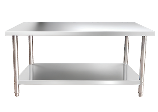 MESA INTEIRA INOX COM PRATELEIRA 150 CM  GP749