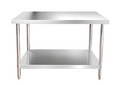 MESA INTEIRA INOX COM PRATELEIRA 70 CM