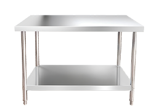 MESA INTEIRA INOX COM PRATELEIRA 70 CM