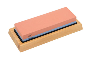 PEDRA AFIAR DUPLA FACE 400/1000 SUPORTE BAMBU  GP379