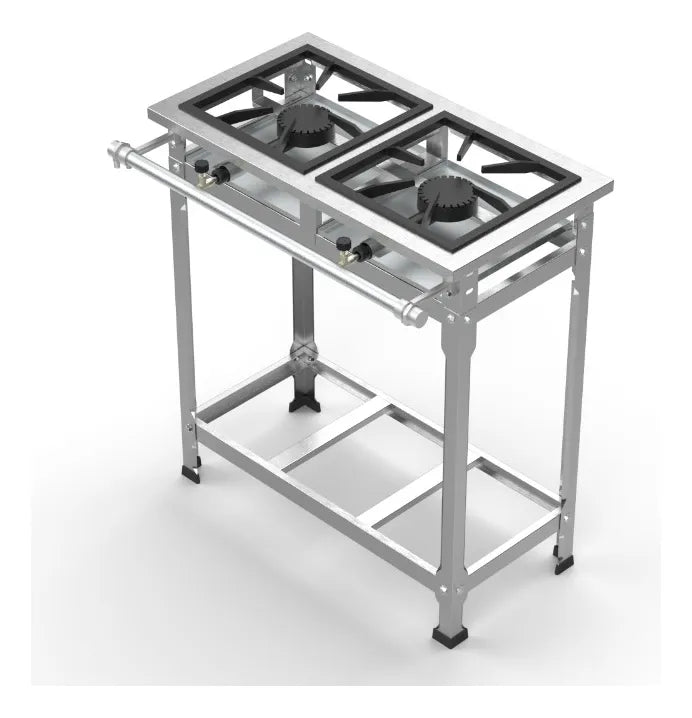 Fogão 2 Bocas duplas 30x30 Baixa Pressão P5 - Inox